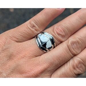 Navajo Ring‎ Handmade Signed Jewelry Native American Turquoise sz 8.25 ***